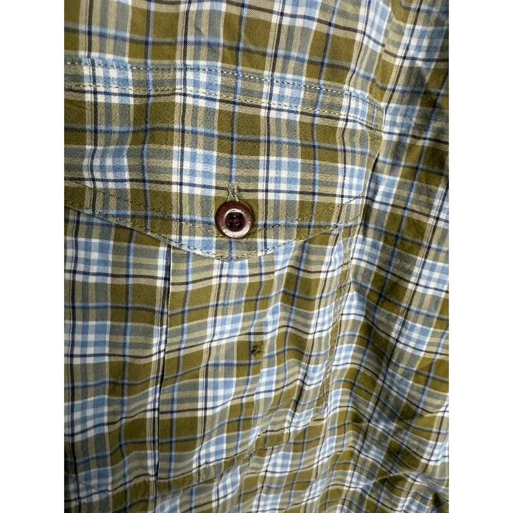 Filson Men's Medium Olive Plaid Long‎ Sleeve Button Up Shirt Outdoors Casual